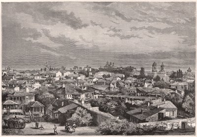 Utsikt over Bucuresti i løpet av XIX århundre av Unknown