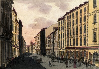 Utsikt over Kohlmarkt Street i Wien, Østerrike Gravering fra 1820 av Unknown artist