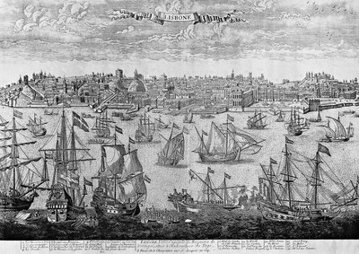 Utsikt over Lisboa, gravering, Portugal av Unknown artist