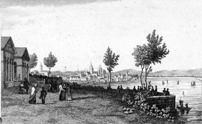 Utsikt over Mainz i Tyskland og Rhinen rundt 1830. av Unknown artist