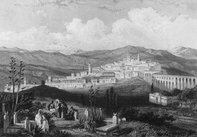 View of Medeah, ancient Roman fortress, in Algerie in the 19th century, in “L