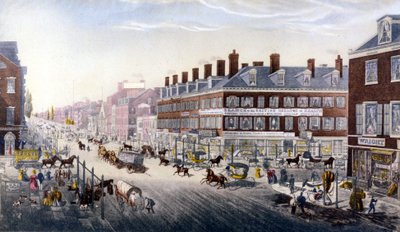 Utsikt over New York: Broadway. Gravering fra 1840. av Unknown artist