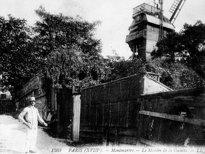 Utsikt over Paris: Moulin de la Galette, Montmartre-distriktet av Unknown artist