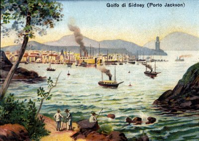 Utsikt over Port Jackson (Sydney Harbour) i Australia på 1800-tallet. av Unknown artist
