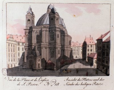 Utsikt over St. Peter's Church Square i Wien, Østerrike. av Unknown artist