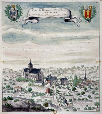 Utsikt over Sully Abbey, Touraine av Unknown artist