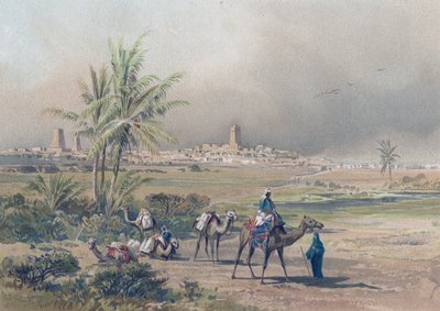 Utsikt over Timbuktu i moderne Mali, ca. 1850 (trykk) av Unknown artist