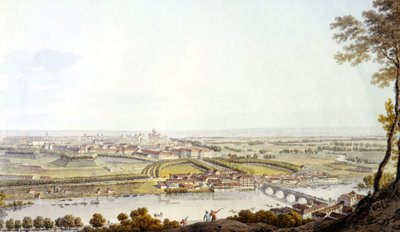 Utsikt over Torino. Gravering 1810. av Unknown artist