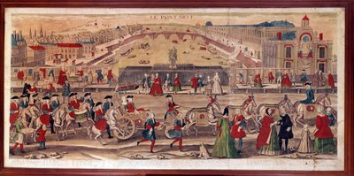 Utsikt over Pont-Neuf i Paris Du kan også se Hotel de Conty, klosteret Saint Germain des Pres, College of Four Nations, Invalides, Mont du Calvaire, Quai d