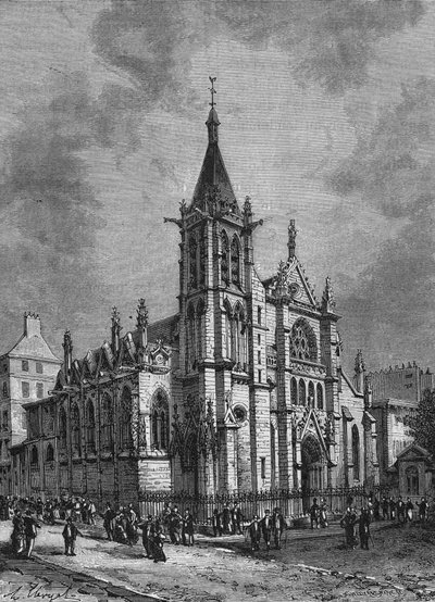 Utsikt over kirken Saint Séverin i Paris på slutten av 1700-tallet. Gravering fra ”L