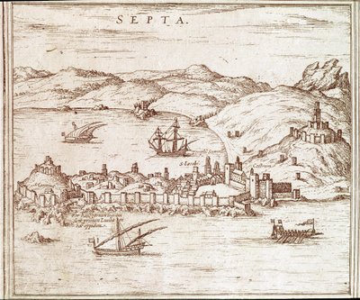 Utsikt over byen Ceuta av Unknown artist