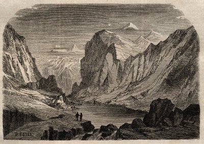 View of the country of Davos in Switzerland in the 19th century - engraving in “” Dictionnaire populaire illustrious” - 1864 - by Joseph Decembre and Edmond Allonier - av Unknown artist