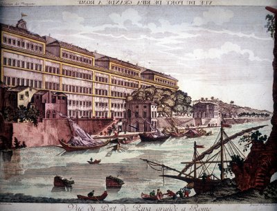 Utsikt over havnen i Ripa Grande på Tiberen - gravering av Unknown artist