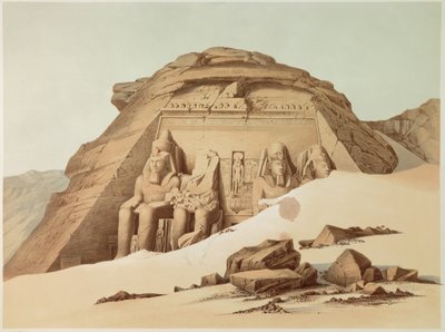 Utsikt over tempelet til Abu Simbel. Egypt. Illustrasjon av 1800-tallet. Paris, College of France av Unknown artist