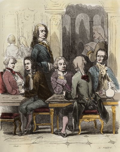 Voltaire i Procope-kafeen i Paris av Unknown artist