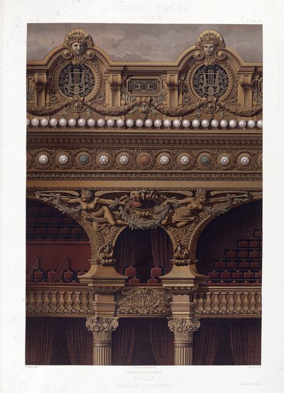 Voussure av taket til Opera Garnier - kromolitografi, slutten av 1800-tallet av Unknown artist