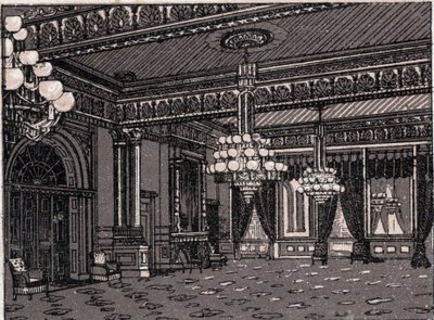 Washington, USA: utsikt over East Room, Det hvite hus. i "" Verden illustrerer 168 visninger"" Udatert (slutten av 1800-tallet) av Unknown artist