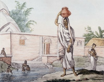 Vannbærer nær Hooghly (indisk elv) i Calcutta (eller Kolkata), India. av Unknown artist