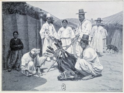 Måte å hente en hest i Korea - gravering av Unknown artist