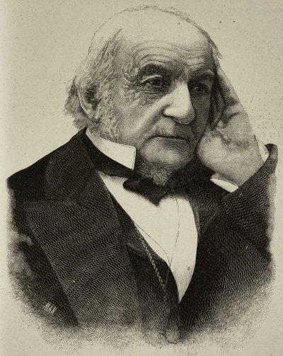 William Ewart Gladstone (1809–1898), britisk politiker, gravering fra et fotografi av HS Mendelssohn fra L#39;Illustrazione Italiana, år XXI, nr. 11, 18. mars av Unknown Artist