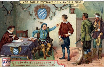 William SHAKESPEARE (1564-1616) accused of poaching in 1584. Chromo liebig from the end of the 19th century. av Unknown artist
