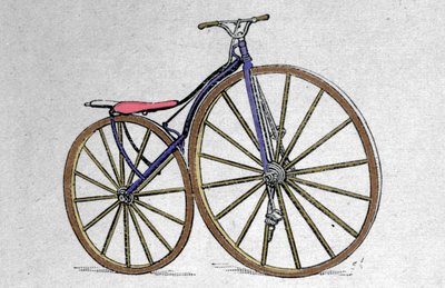Velocipede modell av tre. Pierre Michaux, oppfant pedalen på begynnelsen av 1860-tallet. av Unknown artist