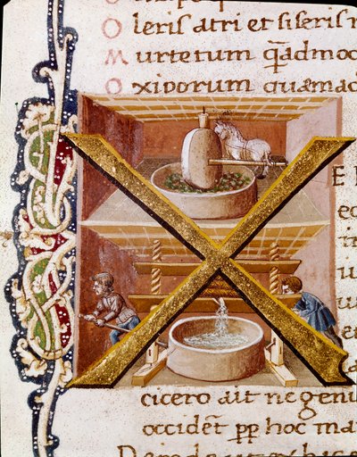 Fungerer i et oljefabrikk (miniatyr av Unknown artist