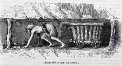 Ung jente som jobber i kullgruvene i England av Unknown artist