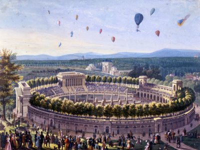 ballongbegivenhet i Milano i 1830. Anonym aquerelle fra 1830 . av Unknown artist