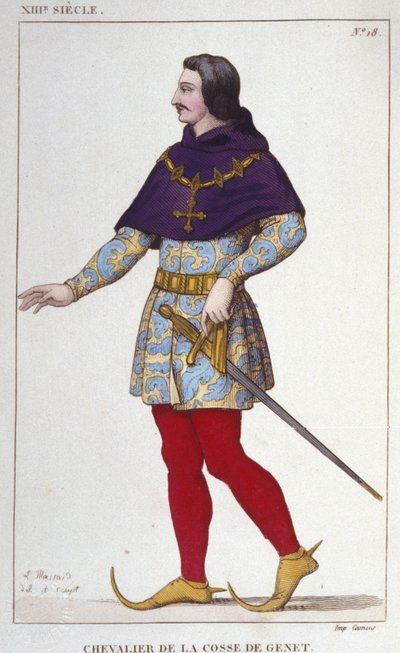 drakt av Knight of the Cosse of Genet. gravering fra 1830 av Unknown artist