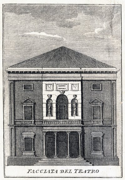 fasade til Fenice-teateret i Venezia på midten av 1800-tallet. av Unknown artist