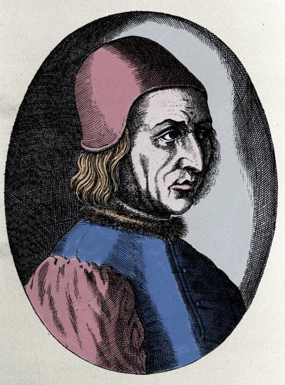 portrett av Angelo Poliziano ((Police Angel) italiensk humanist 1454-1494 av Unknown artist
