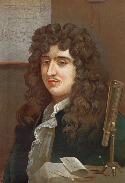 portrett av Christiaan Huygens.Nederlandsk fysiker og matematiker (1629 til 1695) etter "" Science and its Men"" av Louis Figuier. Barcelona 1881 av Unknown artist