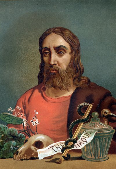 portrait of Claude Galien (Klaudios Galenos or Claudio Galeno or Claudius Galenus or Galen, v. 131 - v. 201), Greek physician. after “La Ciencia y sus Hombres” by Louis Figuier. Barcelona 1881 av Unknown artist