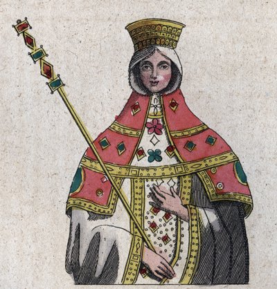 portrett av Eudokia (eller Eudocia) Ingerina (Eudocia Ingerina) (ca. 840 - ca. 882) kone til den bysantinske keiseren Basil I - gravering fra "" Bruk og skikker til alle folkeslag i universet. Det er historien om regjeringen, lovene, militsen, religionen av Unknown artist