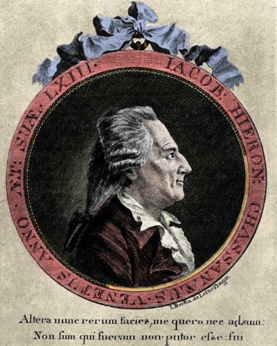 portrett av Giovanni Giacomo Casanova (1725-1798), italiensk eventyrer og forfatter. portrett av Johann Berka fra "" Icosameron eller History of Edward and Elizabeth som tilbringer åttien år med Megamicres, innfødte innbyggere i Protocosm i mellomtiden av Unknown artist