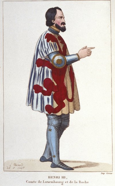 portrett av Henrik III, grev av Luxembourg (1247 - 1284). Gravering av 1830. av Unknown artist