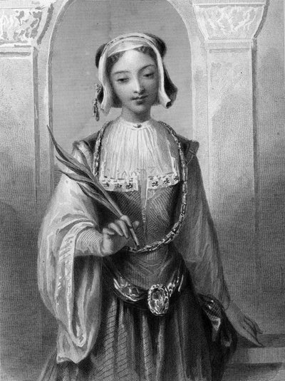 portrait of Saint Justine, virgin and martyrdom of Antioch. av Unknown artist