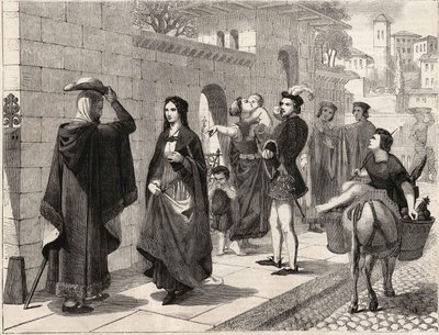 the first meeting of Laure (Laura de Noves av Unknown artist
