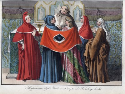 ekteskapet til italienerne på tiden for de langobardiske kongene (568-774) - av Unknown artist