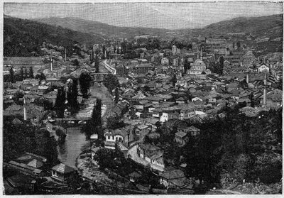 view of the city of Sarajevo in 1894 - view of the city of Sarajevo in 1894 - engraving av Unknown artist