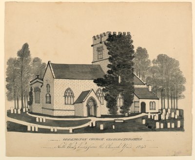 Oddington Church Yard, Gloucestershire, North West View av Unknown, English