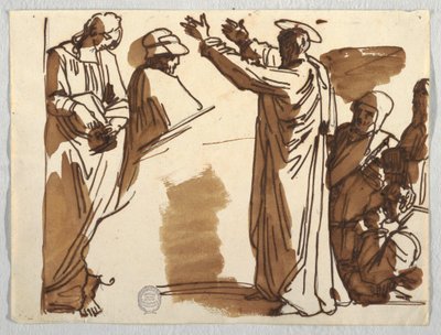 Tegning, karikaturer av Ananias#39; og St. Paulus#39; død, etter Rafael, ca. 1820 av Unknown artistUnknown artist
