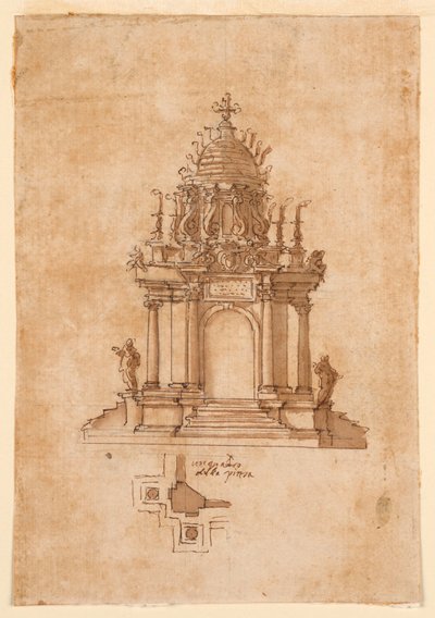 Tegning, Katafalk, ca. 1631 av Unknown artistUnknown artist