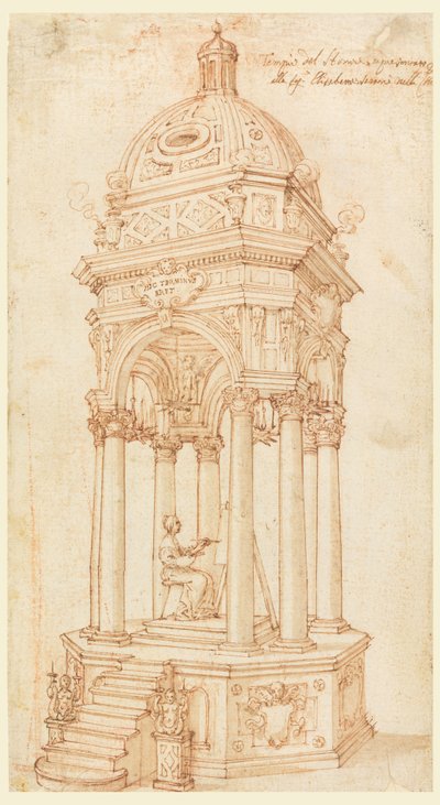 Tegning, katafalk av den Bolgonese kunstneren Elisabetta Sirani (1638-1665), 1665 av Unknown artistUnknown artist