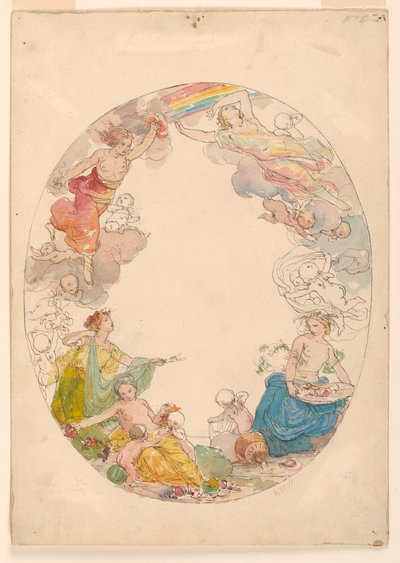 Tegning, takmaleri, «Elementene», ca. 1870 av Unknown artistUnknown artist