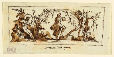 Tegning, Feiring av vintreet, ca. 1800 av Unknown artistUnknown artist