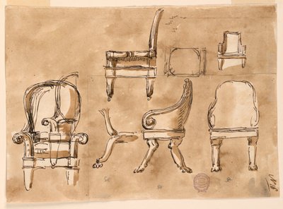 Tegning, stoler, 1780–90 av Unknown artistUnknown artist