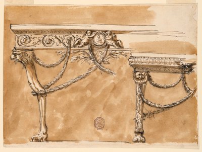 Tegning, konsollbord, ca. 1790 av Unknown artistUnknown artist