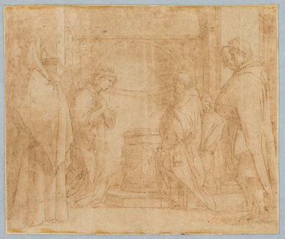 Tegning, kopi etter engelens bebudelse til Sakarja, 1538–1600 av Unknown artistUnknown artist